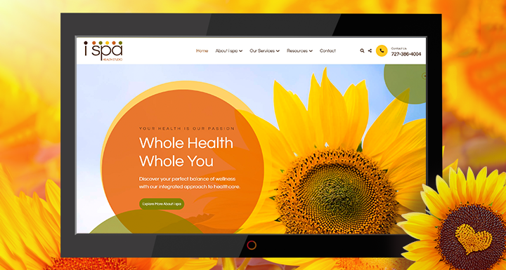 Website design portfolio for i spa Health Studio by triple e digital